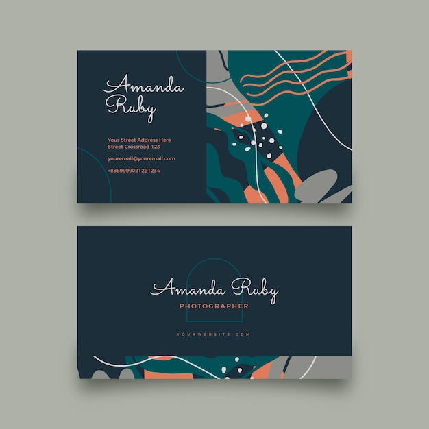 Cartão de visita elegante de design plano desenhado à mão