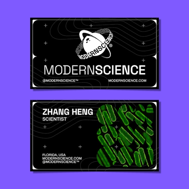 Cartão de visita horizontal de pesquisa científica de design plano