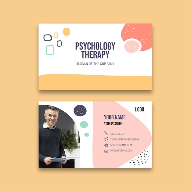 Vetor cartão de visita horizontal de terapia psicológica