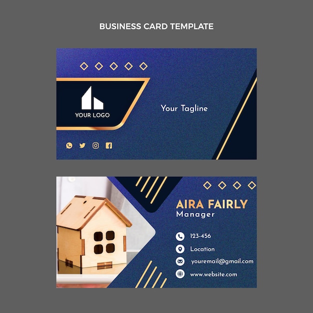Vetor cartão de visita horizontal de textura de gradiente