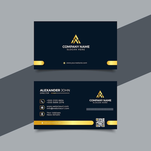 Cartão de visita moderno preto e dourado corporate professional