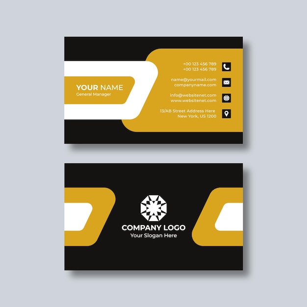 Cartão de visita profissional amarelo e branco para empresas