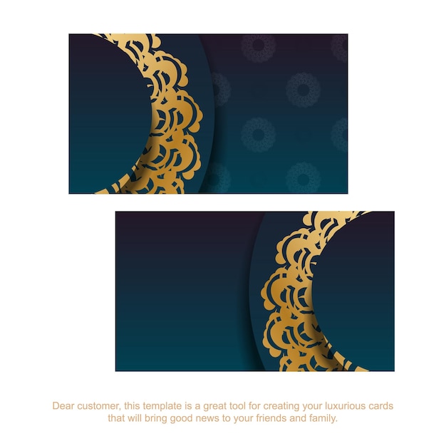Cartão de visita verde gradiente com ornamentos de ouro grego para o seu negócio.