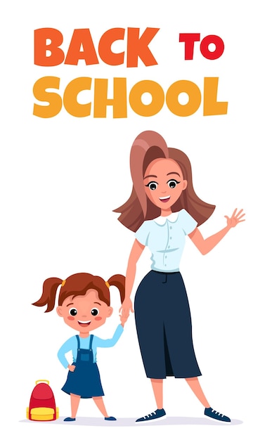 Cartão de volta à escola ou banner de telefone com modelo editável de aluno fofo