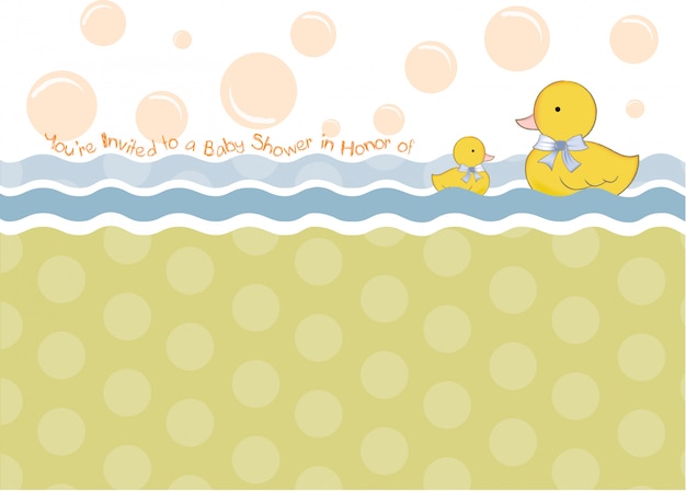 cartão do chuveiro de bebê com brinquedos de pato