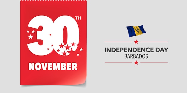 Cartão do dia da independência de barbados, banner, ilustração vetorial. dia nacional de barbados, plano de fundo 30 de novembro com elementos de bandeira em um design horizontal criativo