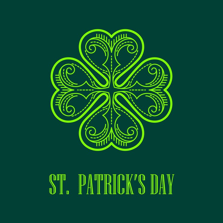 Vetor cartão do dia de saint patricks do monograma linear. ilustração