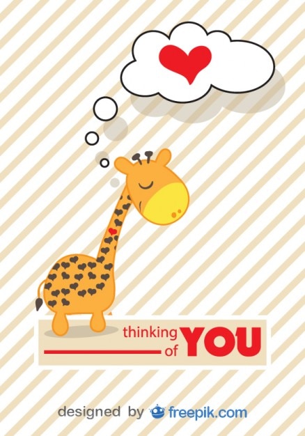 Cartão do vetor girafa dos desenhos animados no amor