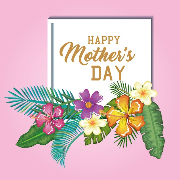 Cartão feliz do dia das mães com decoração floral
