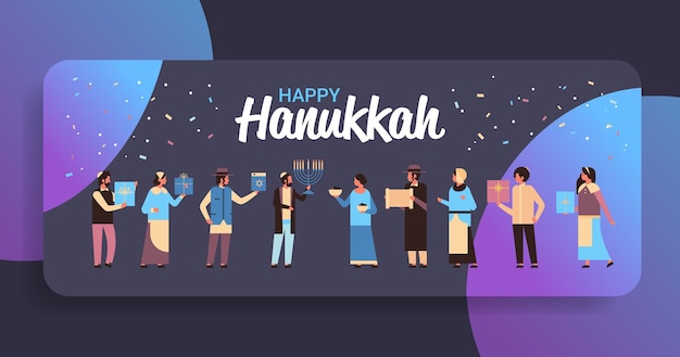 Cartão feliz hanukkah com ilustração