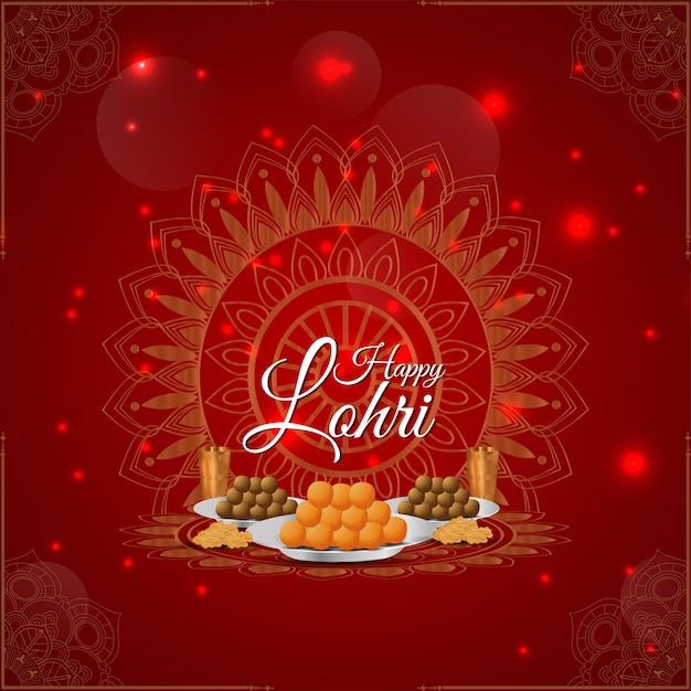 Cartão feliz lohri ou celebração de banner