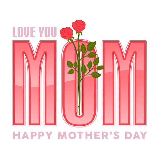 Vetor cartão floral com letras mãe