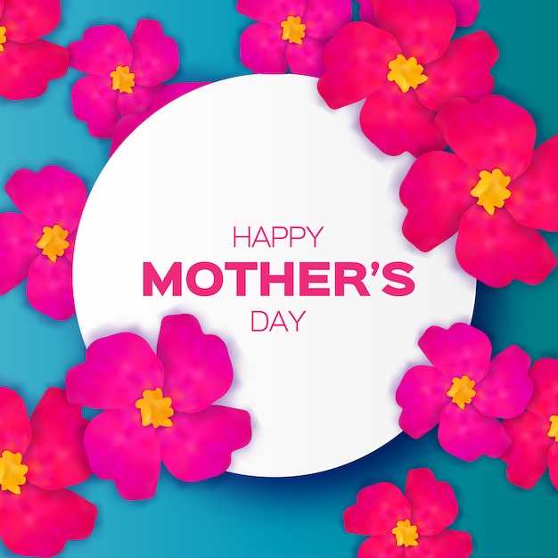 Cartão floral rosa - feliz dia das mães