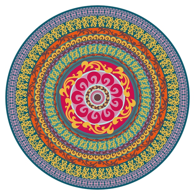 Cartão multicolorido de ornamento com mandala forma vetorial ornamental redonda isolada em branco ilustração vetorial em cores preto e brancoxa