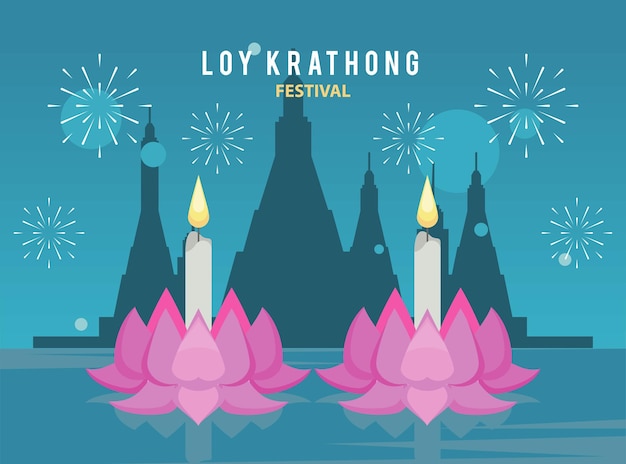 Vetor cartão postal de letras loy krathong