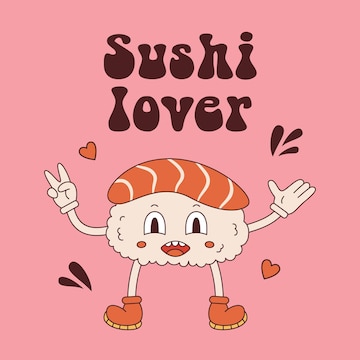 personagem de rolo de sushi fofo e kawaii. personagem de mascote