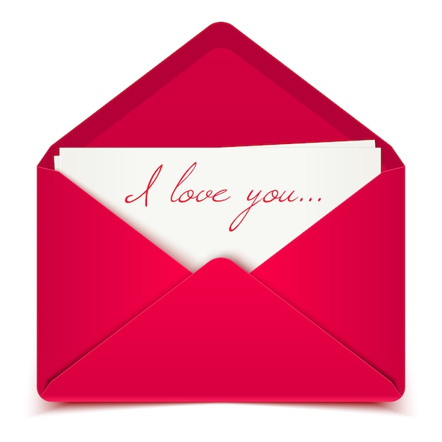 Cartão postal do dia dos namorados com envelope rosa