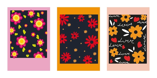 Cartão postal doce Cartão postal de cor plana com um padrão de ilustração vetorial de flores