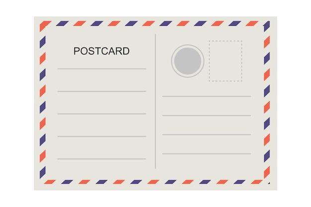 Cartão postal vintage com textura de papel Modelo de cartão postal de viagem Desenho de carta postal Vector em branco