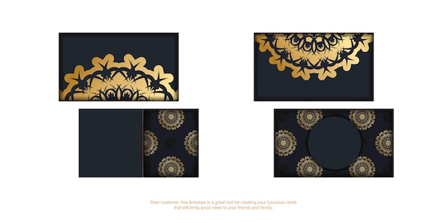 Cartão preto com ornamentos de ouro vintage para o seu negócio.