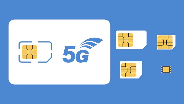 Cartão sim. conjunto de sim cards 5g. tecnologia de telecomunicações móveis