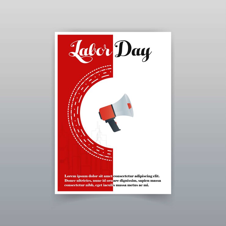 Vetor cartão tipográfico do dia do trabalho com fundo vermelho
