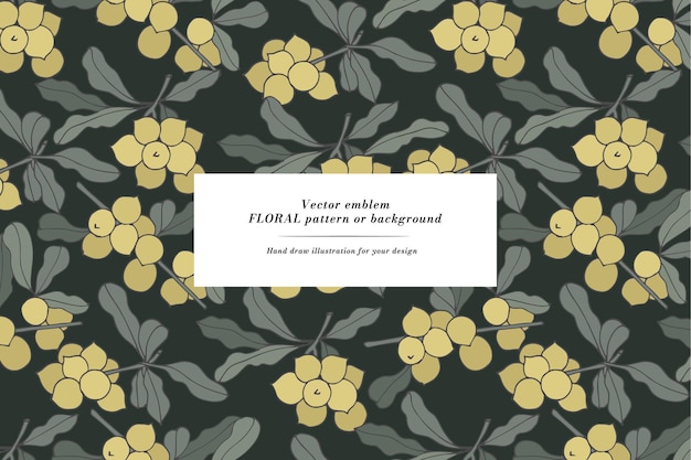 Cartão vintage com galhos de macadâmia coroa floral quadro floral para florista com desenhos de rótulos cartão de saudação floral de verão fundo de flores para embalagens de cosméticos