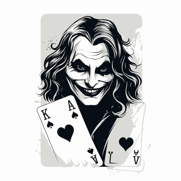 Vetor cartas de pôquer joker preto e branco