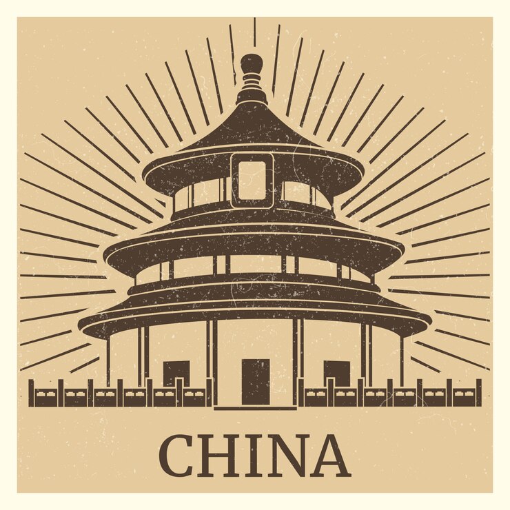Vetor cartaz asiático com casa tradicional chinesa