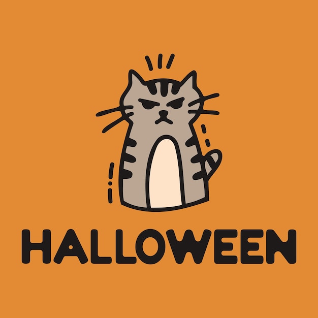 Cartaz assustador de halloween em estilo doodle