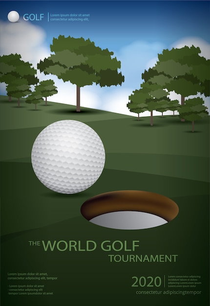 Cartaz campeão golfe modelo design ilustração vetorial