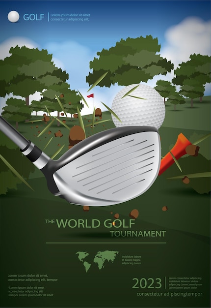 Vetor cartaz campeão golfe modelo design ilustração vetorial