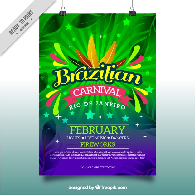 Vetor cartaz colorido para o carnaval brasileiro