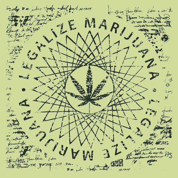 Cartaz com folha de cannabis medicinal