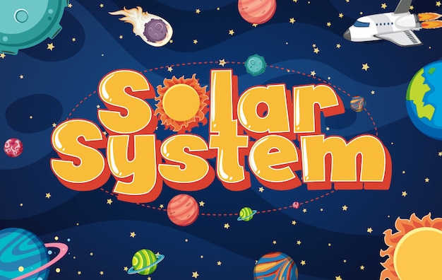 Cartaz com muitos planetas no sistema solar