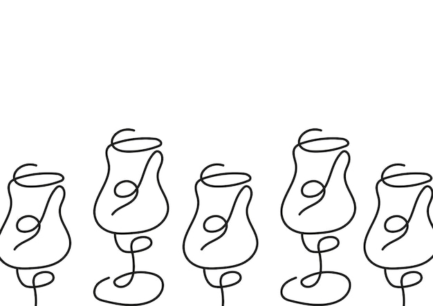 cartaz com um copo figurado para várias bebidas desenhado com várias linhas no estilo de arte em linha