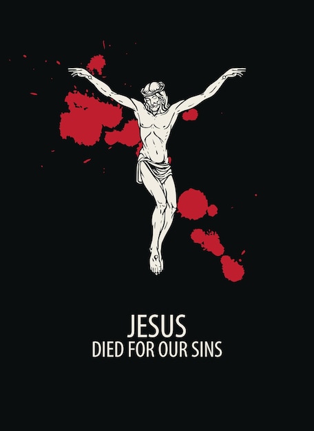 Vetor cartaz cristão com jesus na cruz