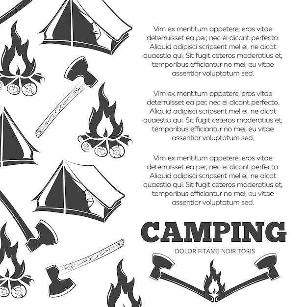 Cartaz de acampamento com fogo