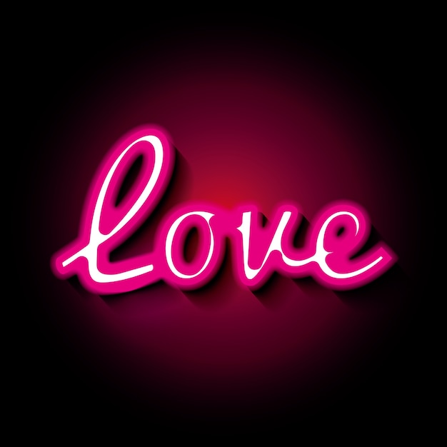 cartaz de amor com design de ilustração vetorial de luzes de néon