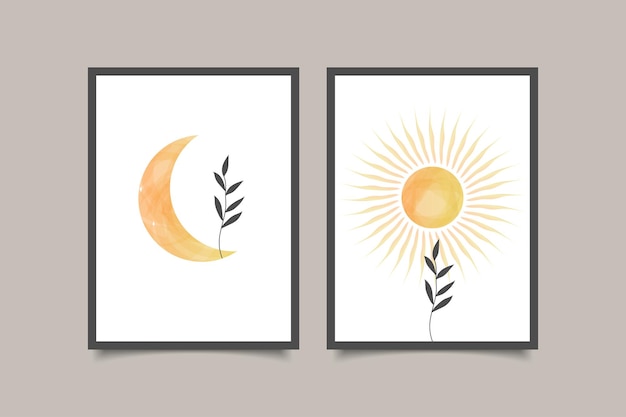 Cartaz de arte de parede moderna sol e lua