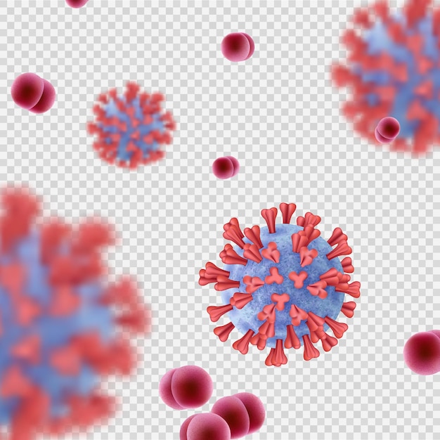 Cartaz de bactérias. microrganismo realista em fundo transparente, microbiologia científica ou elementos do vetor de química. microbiologia e microrganismo de ilustração, bactéria realista