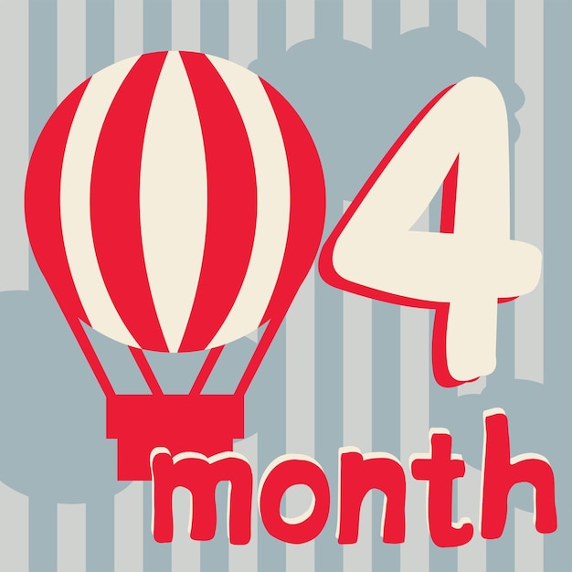 Vetor cartaz de balão de 4 meses