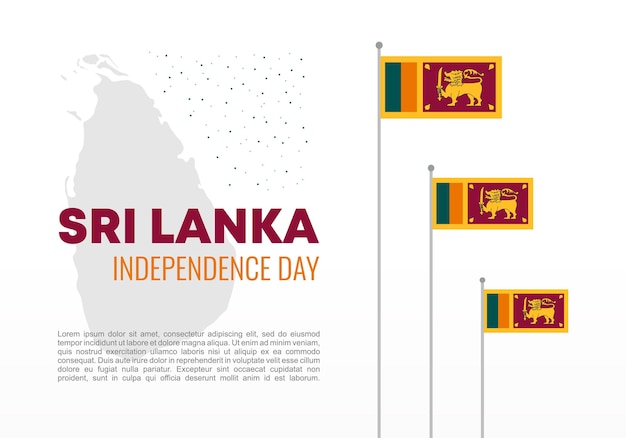 Cartaz de banner de fundo do dia da independência do sri lanka para celebração nacional em 4 de fevereiro