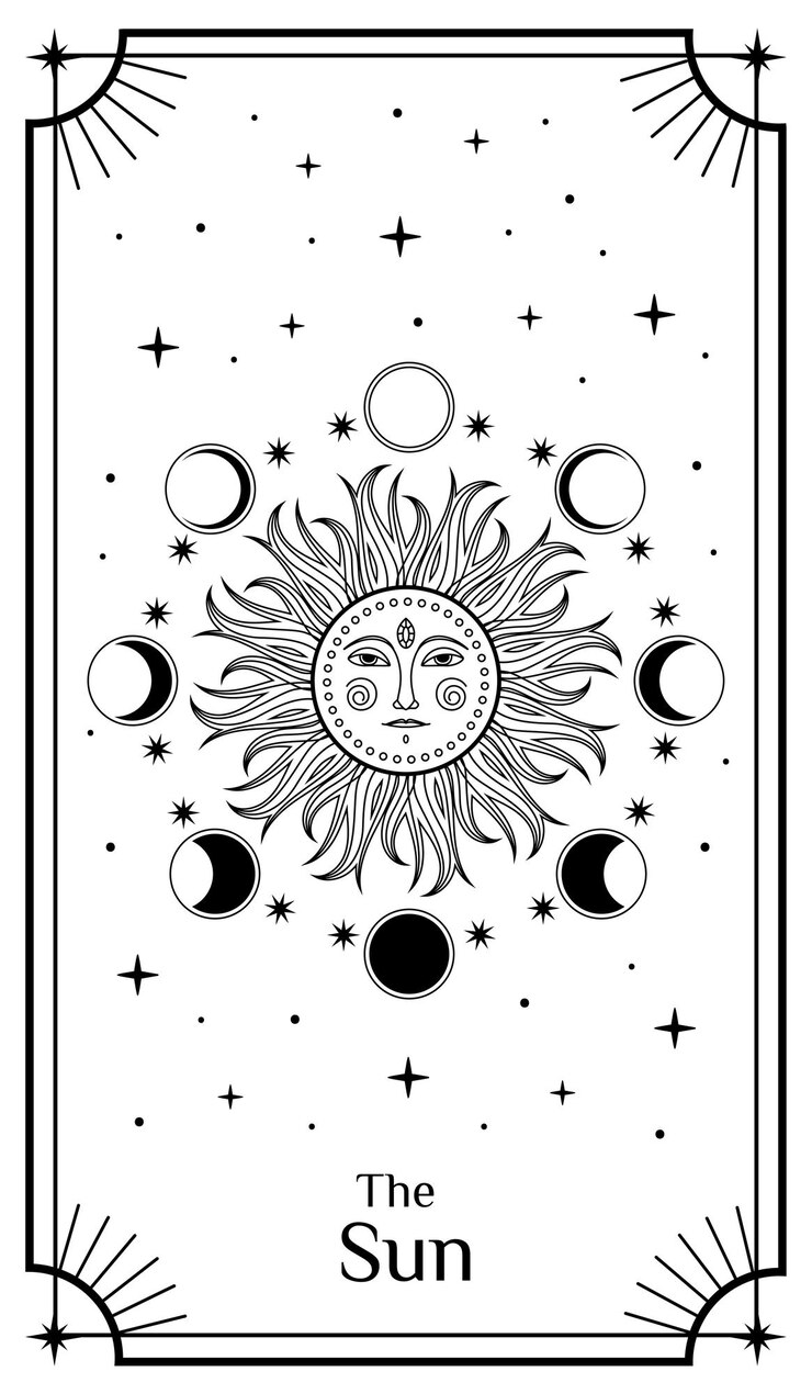 Vetor cartaz de cartas de tarô com elementos místicos ilustração vetorial de lua e estrelas