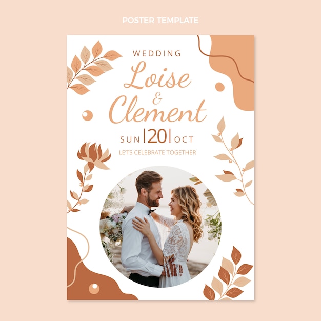 Cartaz de casamento desenhado à mão