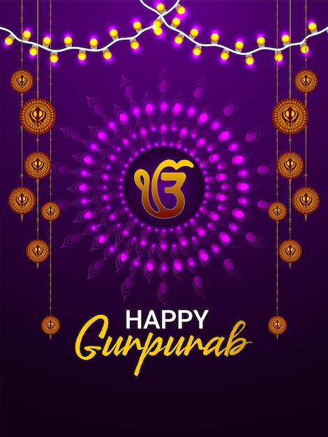Vetor cartaz de celebração feliz gurpurab do festival sikh