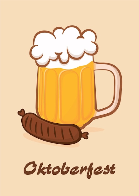 Vetor cartaz de cerveja oktoberfest. desenho vetorial.