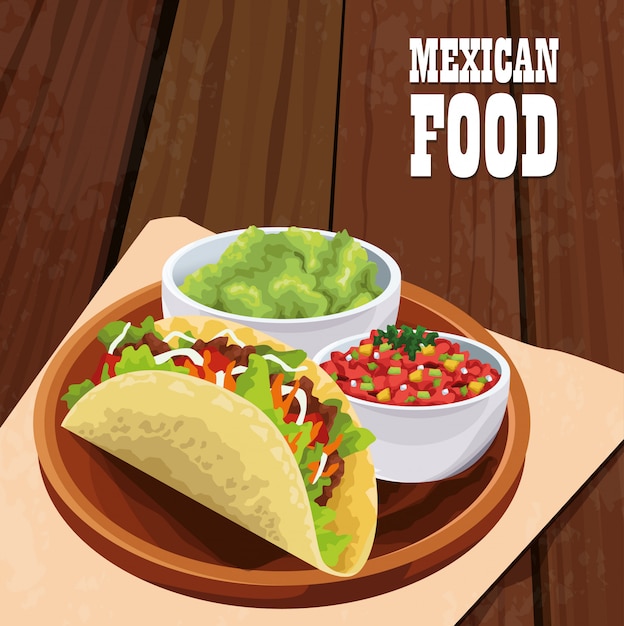 Cartaz de comida mexicana com tacos