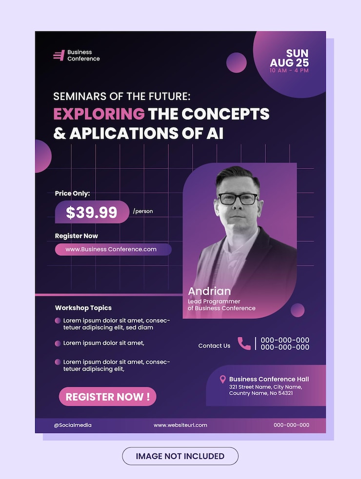 Vetor cartaz de conferência de empresa de tecnologia