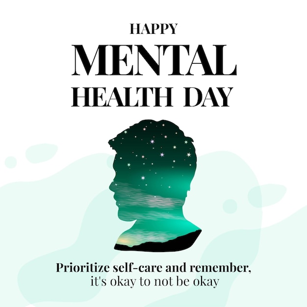 cartaz de conscientização do Dia Mundial da Saúde Mental mídia social post vetor criativo
